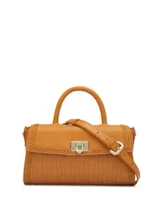 Da Milano Leather Structured Satchel with Applique