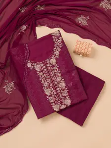 Koskii Floral Embroidered Sequinned Unstitched Dress Material