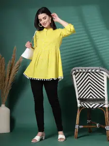 Sangria Printed Cotton Peplum Top