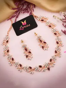 Anouk Gold-Plated Artificial Stones Studded Necklace With Earrings