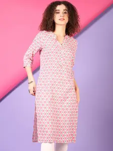 V-Mart Geometric Printed Mandarin Collar Straight Kurta
