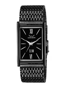 LOUIS DEVIN Men Embellished Dial & Bracelet Style Straps Analogue Watch LD-BK052-BLK-CH