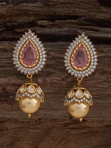 Kushal's Fashion Jewellery Embellished Bridal Gold-Plated Kundan  &   Dome Shaped Jhumkas