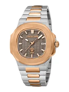 Roberto Cavalli Men Dial & Stainless Steel Bracelet Style Straps Analogue Automatic Watch RC5G136M0055