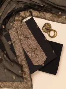 Koskii Floral Woven Design Pure Silk Unstitched Dress Material