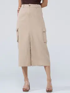 20Dresses High Waist Front Slit Cargo Midi Skirt