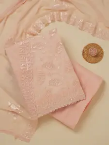 Koskii Floral Embellished Sequinned Organza Unstitched Dress Material