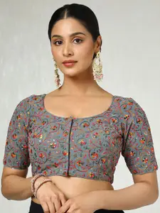 Soch Embroidered U Neck Saree Blouse With Sequins