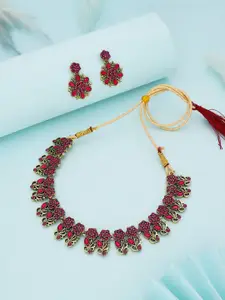 Anouk Gold-Plated American Diamond Studded Necklace And Earrings