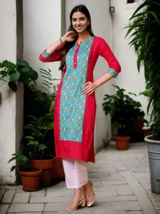 Anouk Ethnic Motifs Printed Pure Cotton Straight Kurta