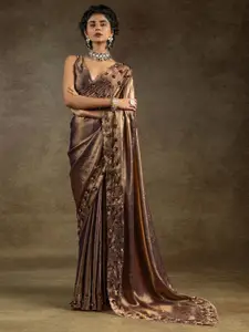 Saree mall Floral Embellished Beads and Stones Sarees