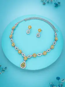 Anouk Silver-Plated American Diamond Studded Necklace And Earrings