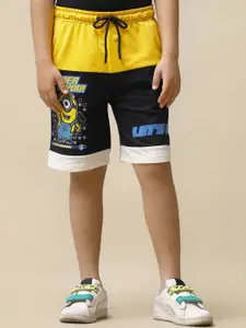 Kids Ville Boys Minions Printed Cotton Mid Rise Shorts