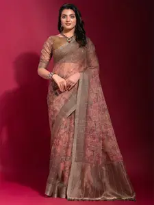 Saree mall Floral Woven Design Zari Saree With Unstitched Blouse Piece