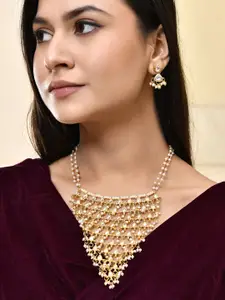 Silvermerc Designs Gold-Plated Pearl Bridal Necklace and Earring Set