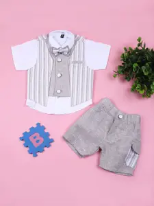 V-Mart Boys Short Sleeves Shirt With Shorts With Waistcoat