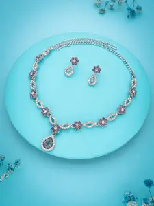 Anouk Silver-Plated American Diamond Studded Necklace And Earrings