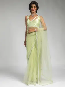 Saree mall Embellished Beads and Stones Net Ready to Wear Sarees