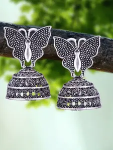 DIVASTRI Set of 5 Silver-Plated Oxidized Dome Shaped Jhumkas