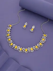 Anouk Silver-Plated American Diamond Studded Necklace And Earrings