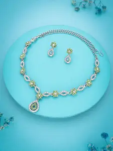 Anouk Silver-Plated American Diamond Studded Necklace And Earrings