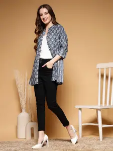 SUBAGI FASHION Floral Printed Gathers Cotton Shrug