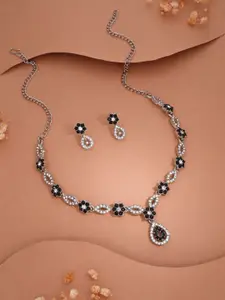 Anouk Silver-Plated American Diamond Studded Necklace And Earrings