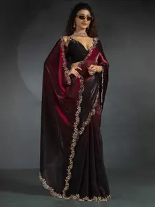 Saree mall Embellished Beads and Stones Satin Silk Sarees