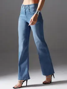 Miss Chase Women Wide Leg Light Fade Stretchable Jeans