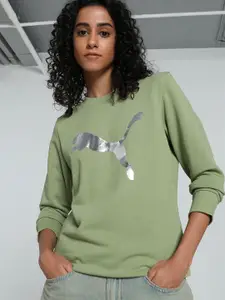 Puma Women Logo Round Neck Cotton Sweatshirt