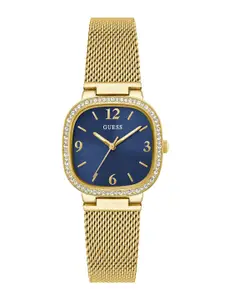 GUESS Women Embellished Stainless Steel Bracelet Style Straps Analogue Watch GW0354L6