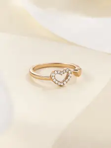 March by FableStreet Rose Gold Plated Cubic Zirconia Studded Adjustable Finger Ring