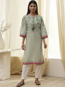 Biba Women Printed Thread Work Kurta
