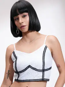 Tokyo Talkies Lace Shoulder Straps Sleeveless Crop Top