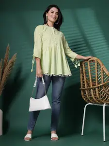 Sangria Printed Cotton Peplum Top