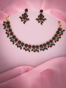 Anouk Gold-Plated Artificial Stones And Beads Beaded Necklace With Earrings