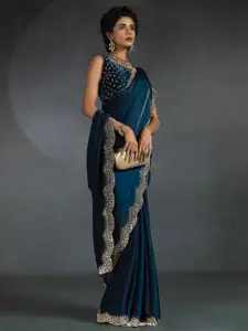 Saree mall Embellished Beads and Stones Satin Sarees