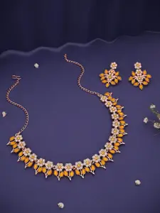 Anouk Gold-Plated Artificial Stone Studded Necklace With Earrings