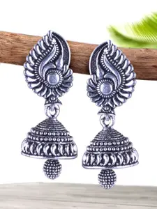 DIVASTRI Set of 5 Silver-Plated Oxidized Dome Shaped Jhumkas
