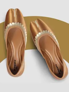 CATBIRD Women Solid Embroidered Round Toe Ethnic Mojaris Flats