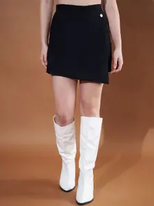 Purple Feather Ribbed Stretchable Skort