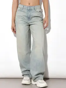 ONLY Women Wide Leg High-Rise Heavy Fade Jeans