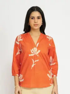 Pink Fort Floral Print Cotton Top