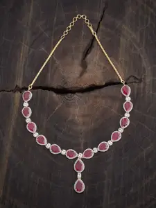 Kushal's Fashion Jewellery Copper Gold-Plated Artificial Stones Studded Antique Necklace