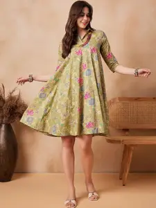 InWeave Floral Print A-Line Dress