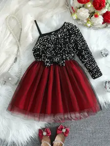 BAESD Girls Sequence Work One Shoulder Fit & Flare Dress