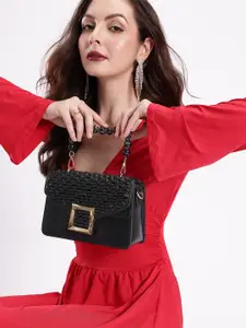 DressBerry Bubble Textured Structured Satchel