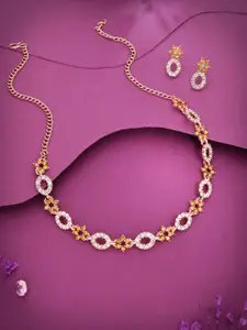 Anouk Gold-Plated American Diamond Studded Necklace And Earrings