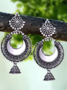 DIVASTRI Set of 5 Silver-Plated Oxidized Dome Shaped Jhumkas