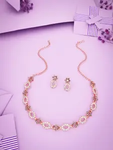 Anouk Gold-Plated American Diamond Studded Necklace And Earrings